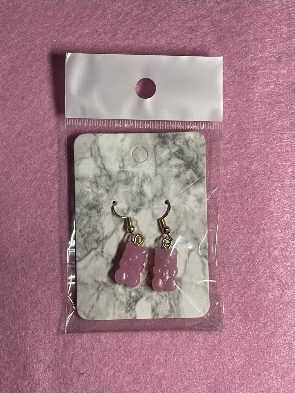 Handmade Pink Gummy Bear Dangle Earrings - Women Jewelry